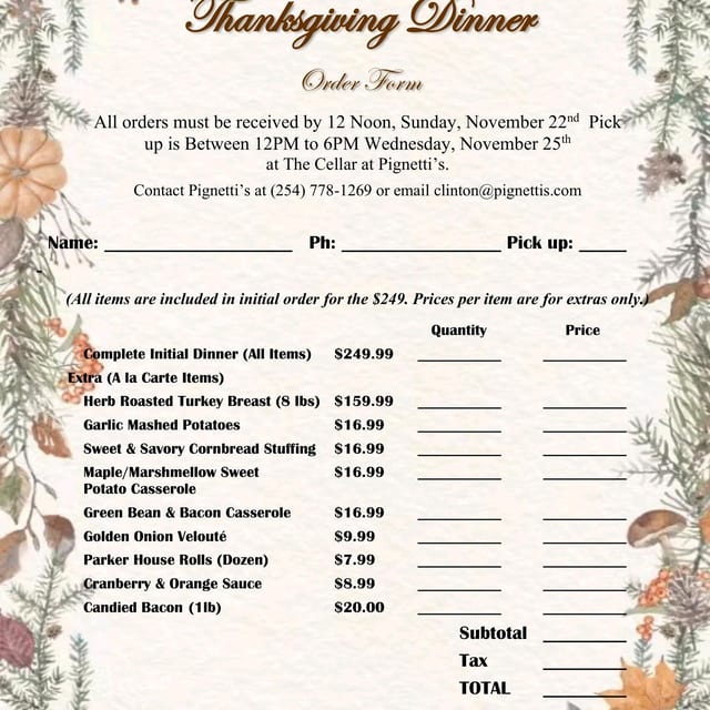 Thanksgiving to go