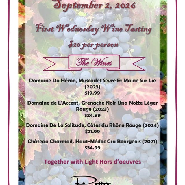 1st Wednesday wine flight 