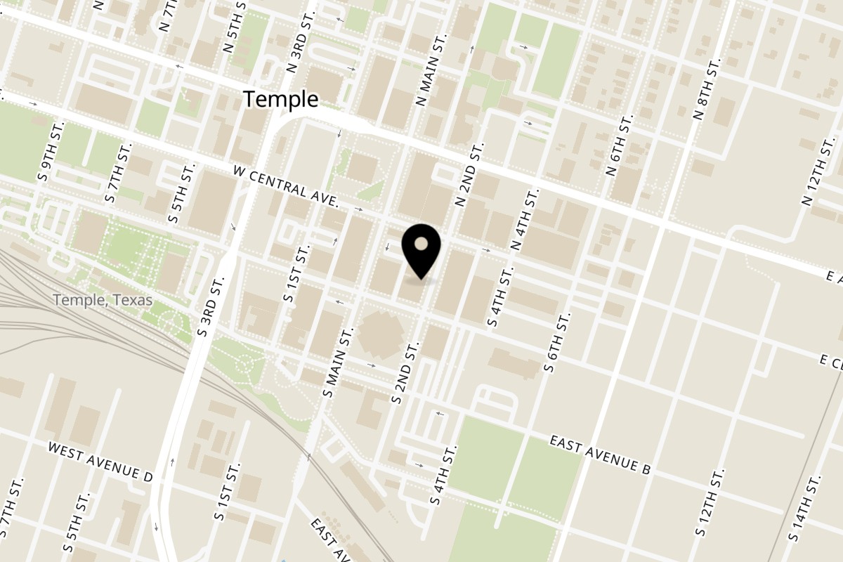 Map showing the location of Pignetti's Temple on 14 S 2nd St in Temple